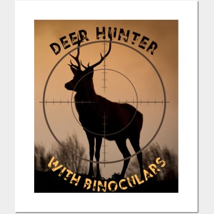 Deer Hunter With Binoculars Funny Hunter Gifts Posters and Art